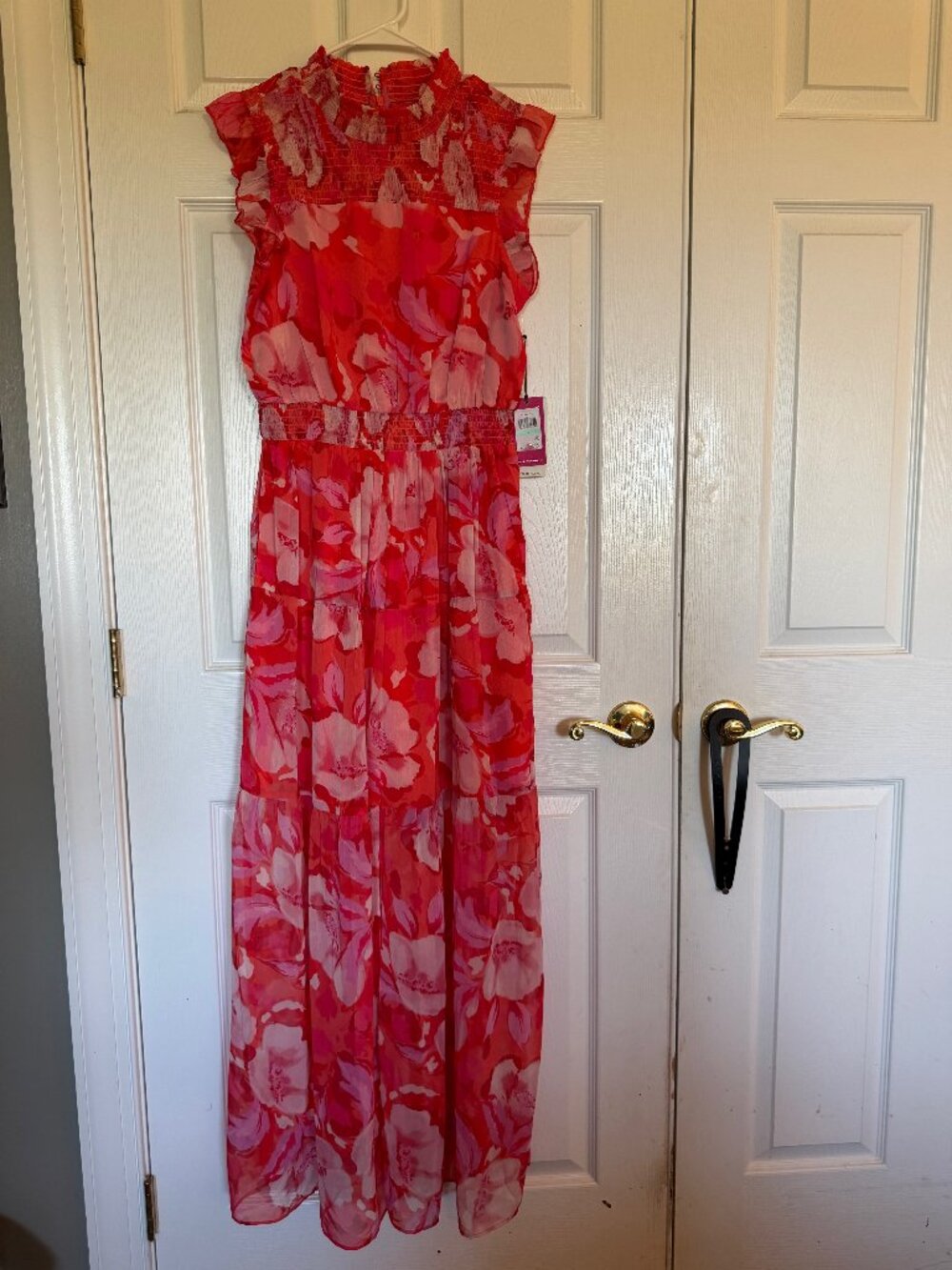 Vince Camuto Women's Chiffon Maxi Dress with Smocked Waist - NWT